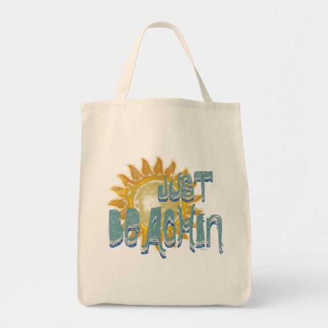 Tote Bag Juste LA PLAGE Turquoise ! (soleil 3D) (Devant)