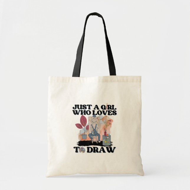 Tote Bag Juste une fille qui aime dessiner (Devant)