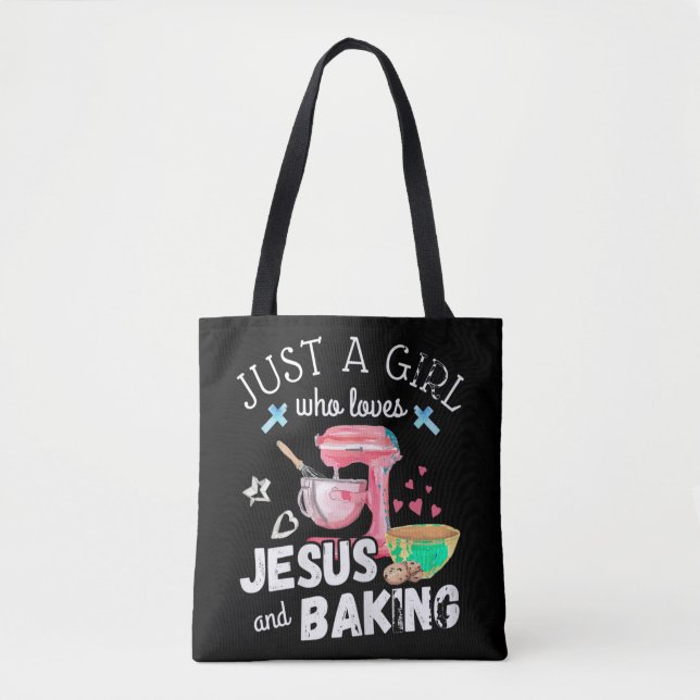 Tote Bag Juste Une Fille Qui Aime Jésus Et La Cuisson - Drô (Devant)