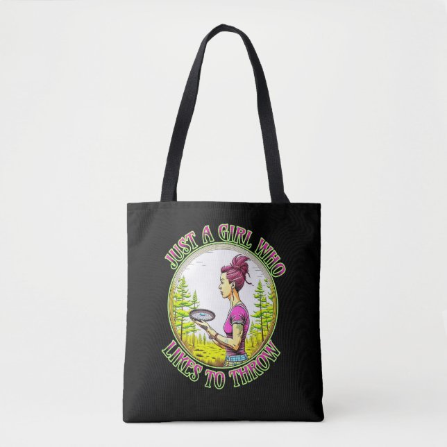 Tote Bag Juste une fille qui aime lancer | Disk Golf (Devant)
