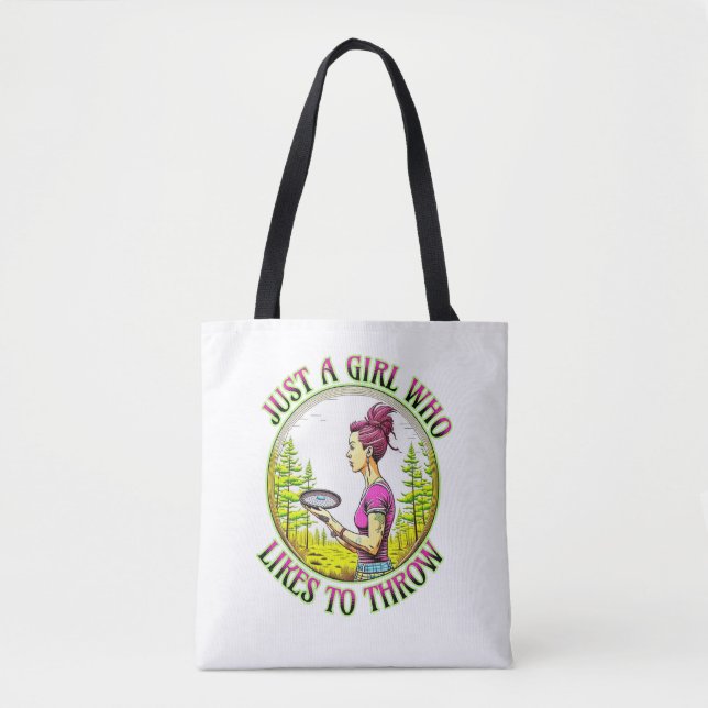 Tote Bag Juste une fille qui aime lancer | Disk Golf (Devant)