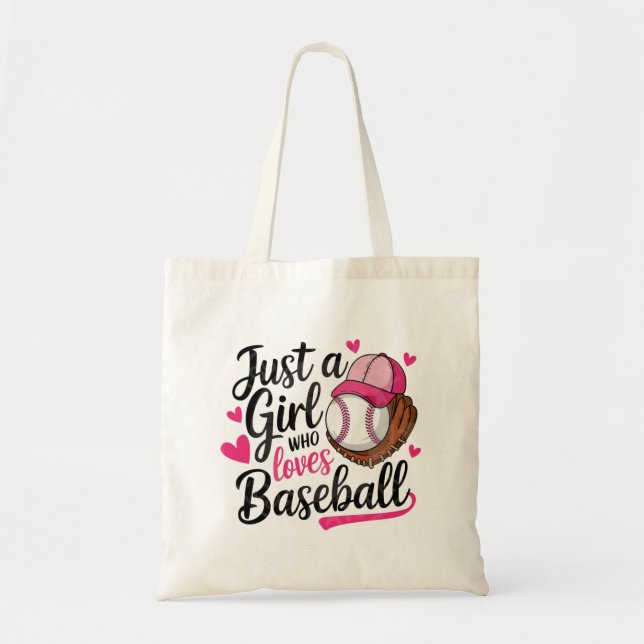Tote Bag Juste une fille qui aime le baseball (Devant)