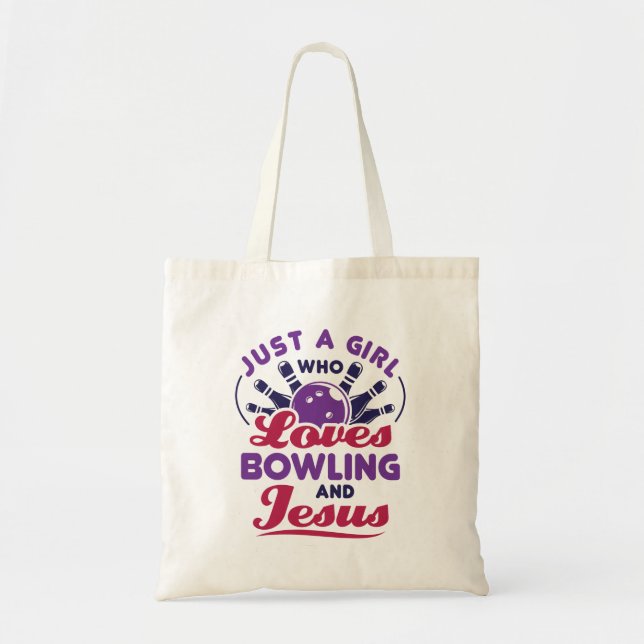 Tote Bag Juste une fille qui aime le bowling et Jésus (Devant)