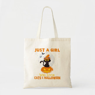 Tote Bag Juste une fille qui aime les chats Halloween Chat