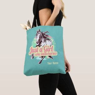 Tote Bag Juste Une Fille Qui Aime Les Chevaux Aquarelle Vin