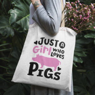 Tote Bag "Juste une fille qui aime les cochons" drôle porc