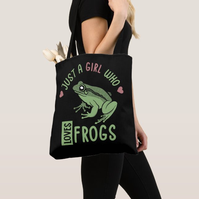 Tote Bag Juste une fille qui aime les grenouilles Cadeaux a (De près)