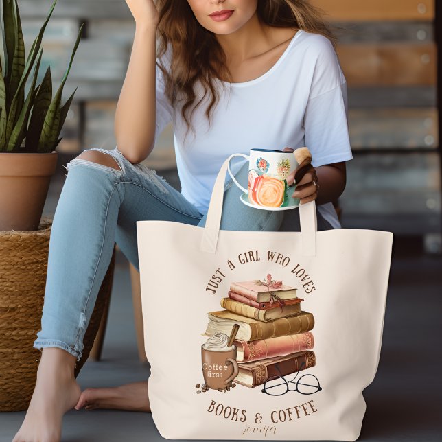Tote Bag Juste une fille qui aime les livres et le café Per (Créateur téléchargé)