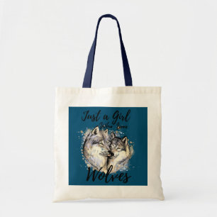 Tote Bag Juste une fille qui aime les loups Aquarelle Loup 