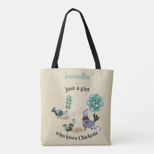 Tote Bag Juste Une Fille Qui Aime Les Poulets Pays Art Folk