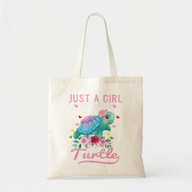 Tote Bag Juste une fille qui aime les tortues Aquarelle Mer (Devant)