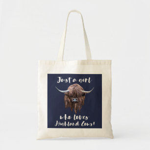 Tote Bag Juste une fille qui aime les vaches écossaises de