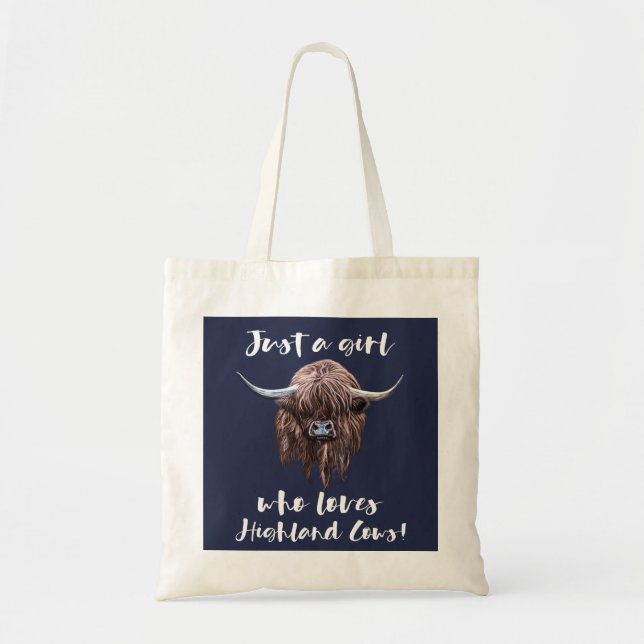 Tote Bag Juste une fille qui aime les vaches écossaises des (Devant)