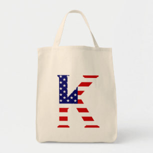 Tote Bag K Monogramme superposé sur le drapeau américain gt