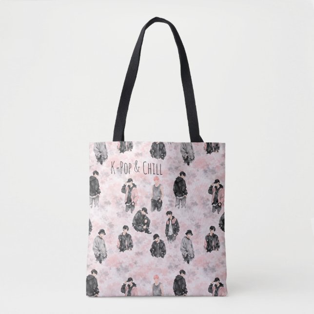 Tote Bag K-Pop & Chill Aesthetic Silhouette Minimalist  (Devant)