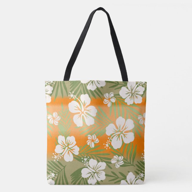 Tote Bag Kalani Tie Dye Mélange Hibiscus Tropical - Orange (Devant)
