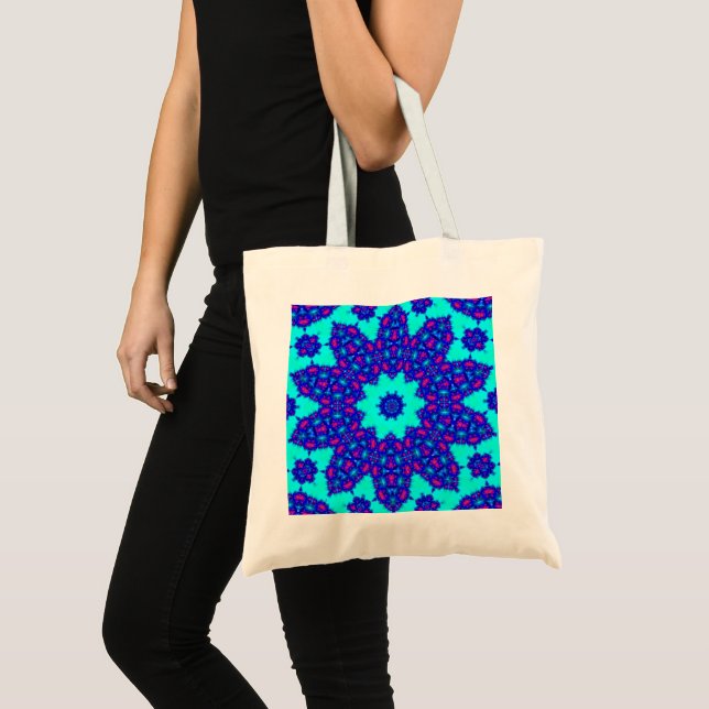 Tote Bag Kaleidoscope bleu magique fleuri (Devant (produit))