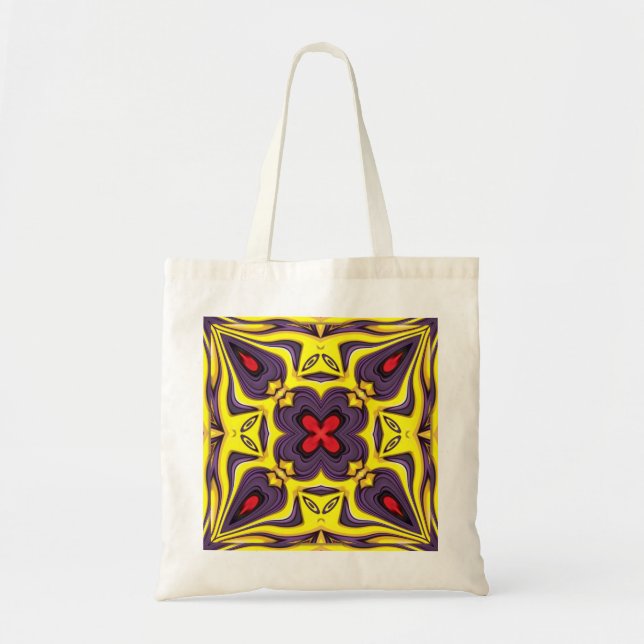Tote Bag Kaléidoscope de cru de jaune de pourpre royal (Devant)