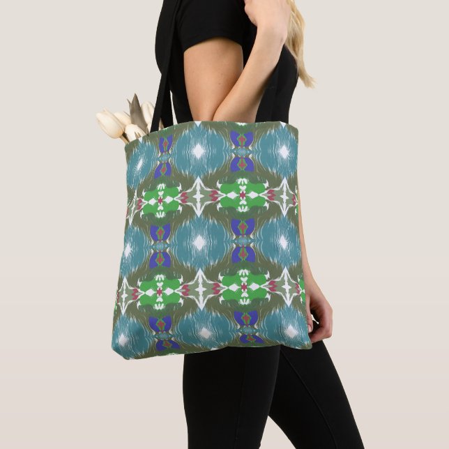 Tote Bag Kaléidoscope de la marée émeraude (De près)