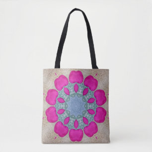 Tote Bag Kaléidoscope de verre marin et de fleurs fourre-to