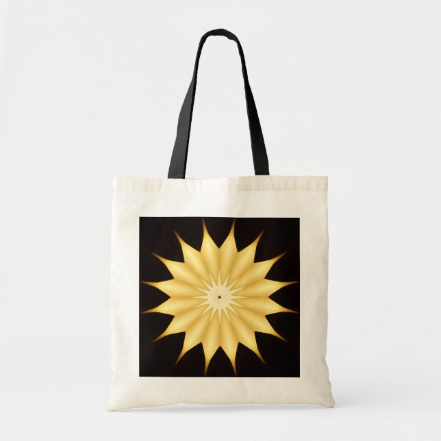 Tote Bag Kaleidoscope Design Bright Yellow Star (Devant)