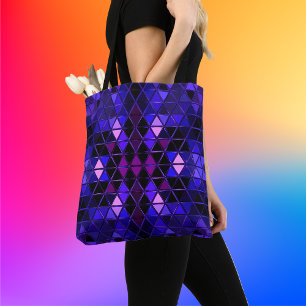 Tote Bag Kaleidoscope géométrique bleu pourpre et rose