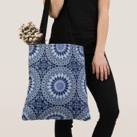 Kaleidoscope Mandala Motif Bleu et Blanc