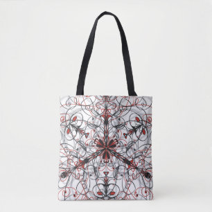 Tote Bag Kaleidoscope rouge, noir, blanc et gris Fourre-tou