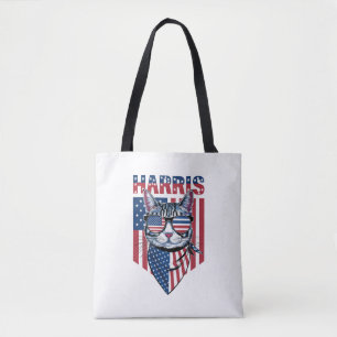 Tote Bag Kamala Harris pour le président 2024 Funny Cat