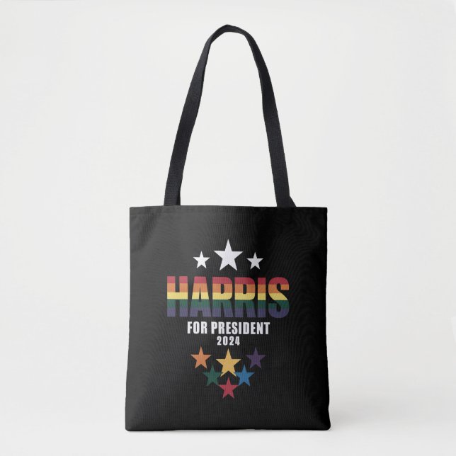 Tote Bag Kamala Harris Rainbow Gay pride élection LGBT 2024 (Devant)
