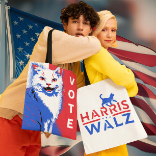 Tote Bag Kamala Harris Tim Walz Femmes Chats Sans Enfant Vo