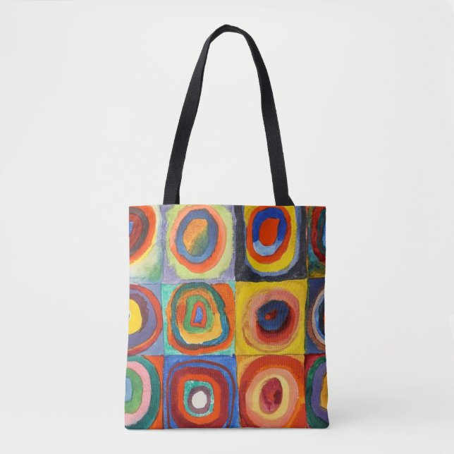 Tote Bag Kandinsky - Carrés aux Cercles Concentriques (Devant)