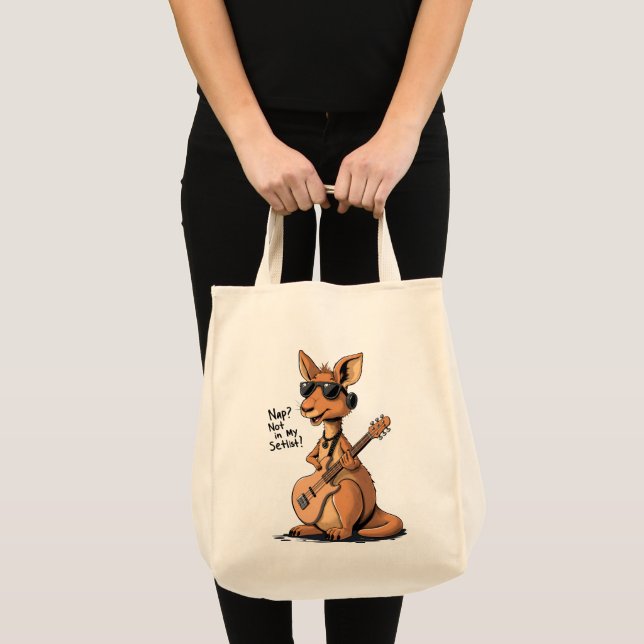 Tote Bag Kangourou de Rock Drôle Basse Gui Pas de Sieste da (Devant (produit))