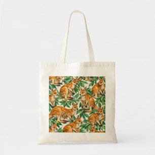 Tote Bag Kangourou et joey feuilles d'eucalyptus australien