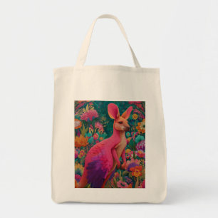 Tote Bag Kangourou-flamant rose en fleurs