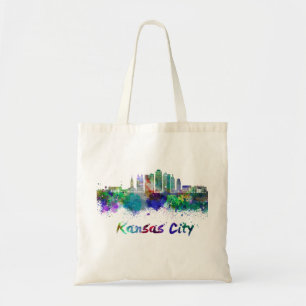 Tote Bag Kansas Ville V2 skyline in watercolor