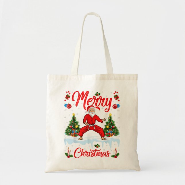Tote Bag Karate Martial Art Lover Xmas Père Noël Jouer Kara (Devant)