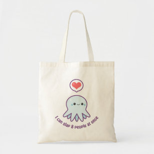 Tote Bag Kawaii Bleu Octopus