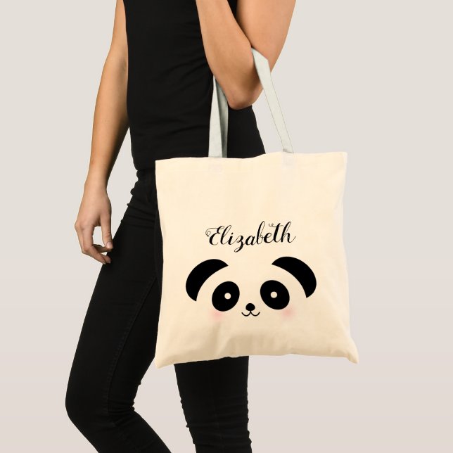 Tote Bag Kawaii Cute Cartographie Panda Bear Nom personnali (Devant (produit))