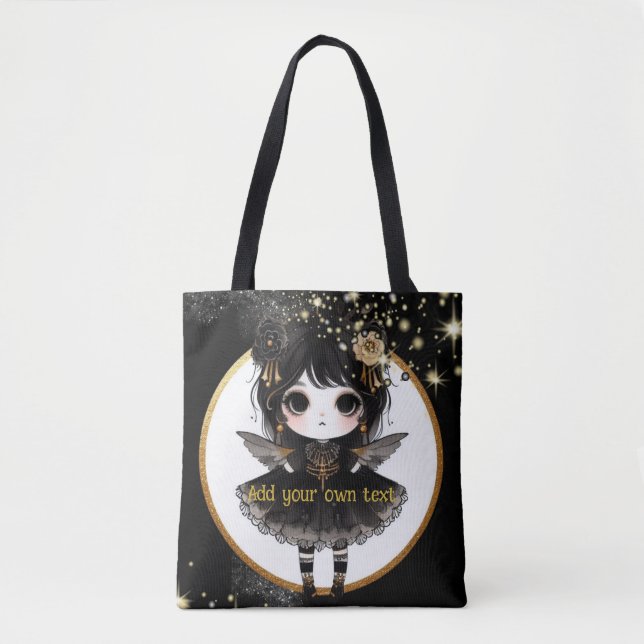 Tote Bag Kawaii Goth Girls Cute Personnalisé Gothique Chibi (Devant)