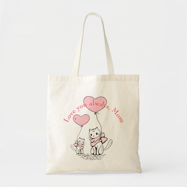 Tote Bag Kawaii Maman Chat & Kitten Personnalisé (Devant)