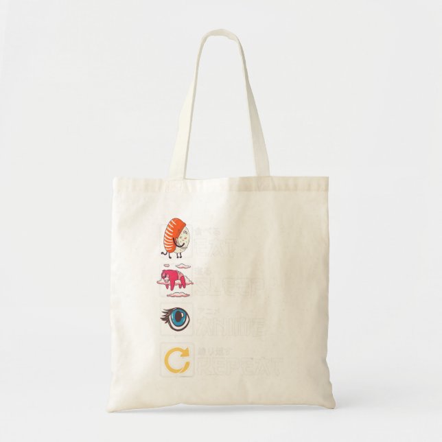 Tote Bag Kawaii Manga Sushi Mat Sleep Anime Répéter mignon  (Devant)