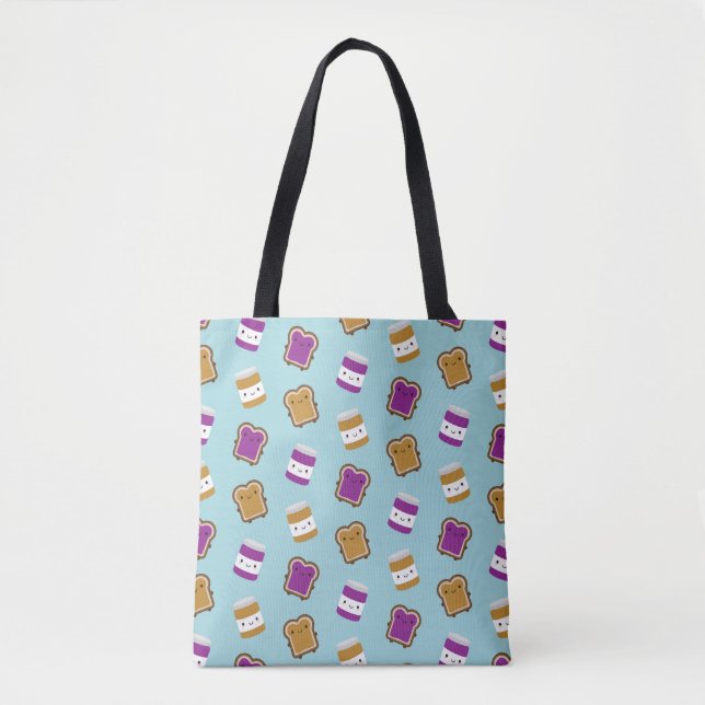Tote Bag Kawaii Peanut Butter & Jelly Sandwich Couple (Devant)