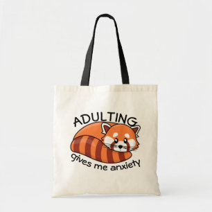 Tote Bag Kawaii Red Panda : Adulte me donne de l'anxiété
