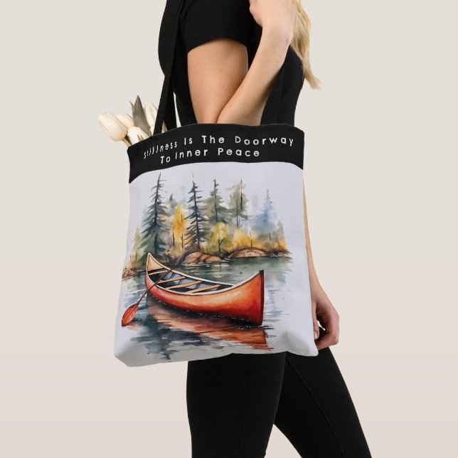 Tote Bag Kayak Aquarelle Sur Le Lac  (De près)