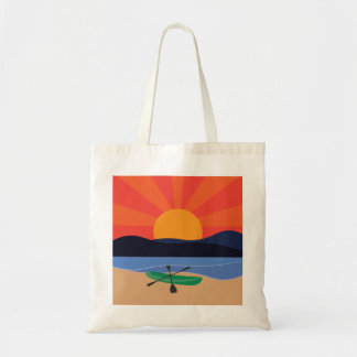 Tote Bag Kayak sur le lac au coucher du soleil