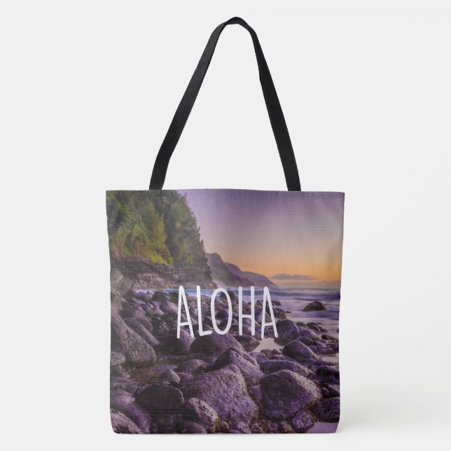 Tote Bag Ke’e Beach at Sunrise, Kauai, Hawaiian Beach Bag (Devant)