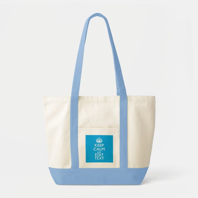 Tote Bag Keep Calm and Your Text on Sky Blue Decor (Devant)