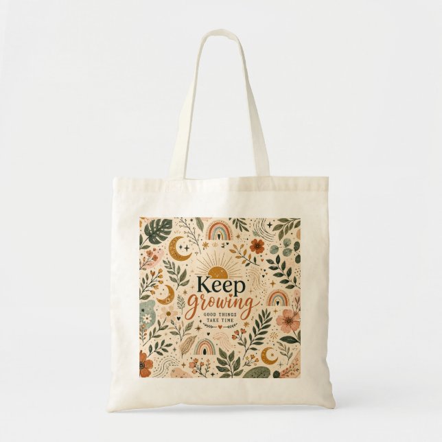 Tote Bag Keep Growing Boho Botanical Crossbody Bag | Floral (Devant)