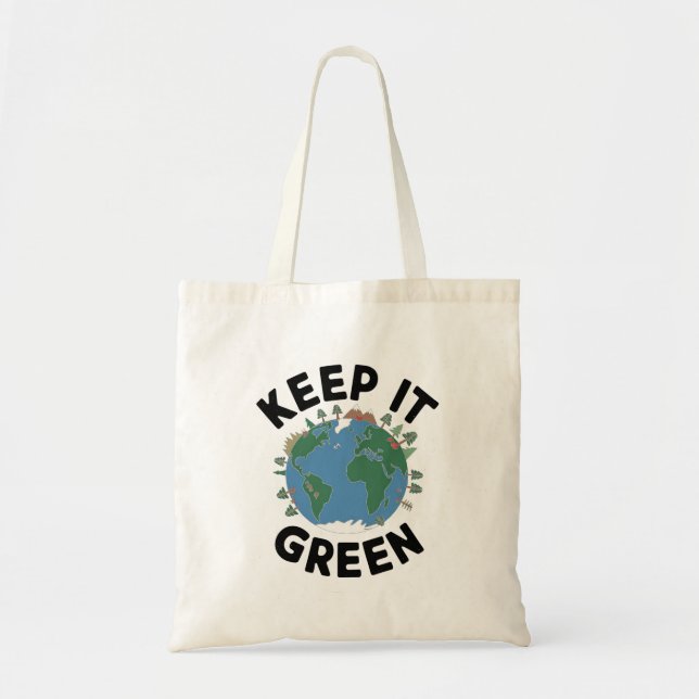 Tote Bag Keep it Green - Nature & Earth Illustration (Devant)